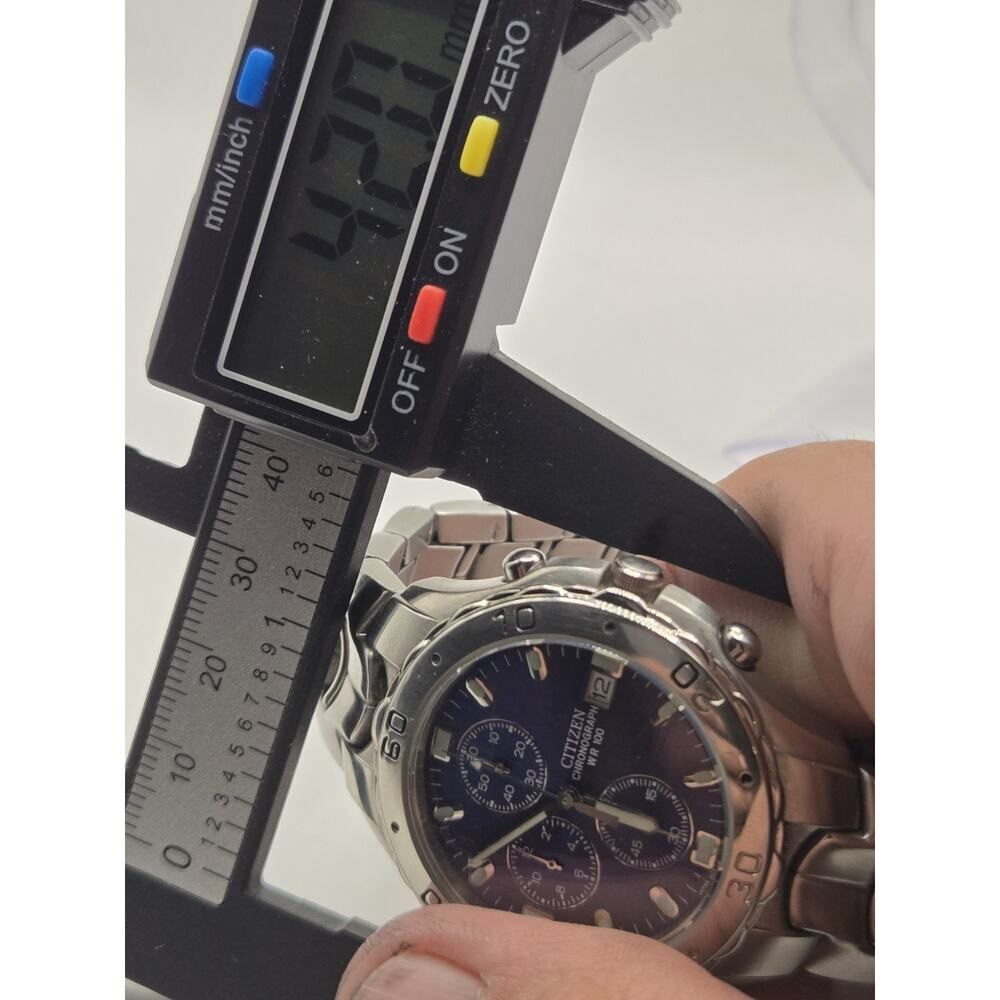 Citizen Chronograph 42mm Watch 0510-S92294 GN-4-S. New Battery. 8.5+" Band - Picture 9 of 10